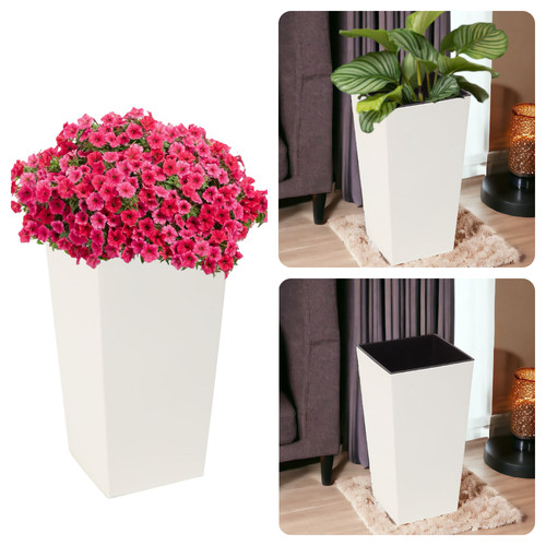 Blumenkübel creme hochglanz - creme,