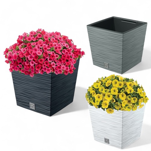Blumentopf eckig rillen - eckig,