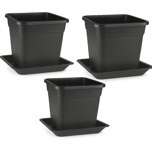 3er set pflanztopf - 3er, viereckig
