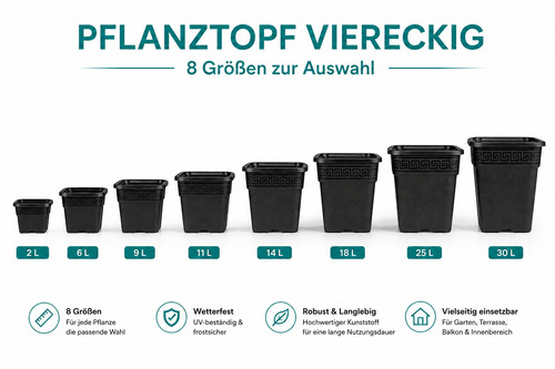 Pflanztopf viereckig schwarz